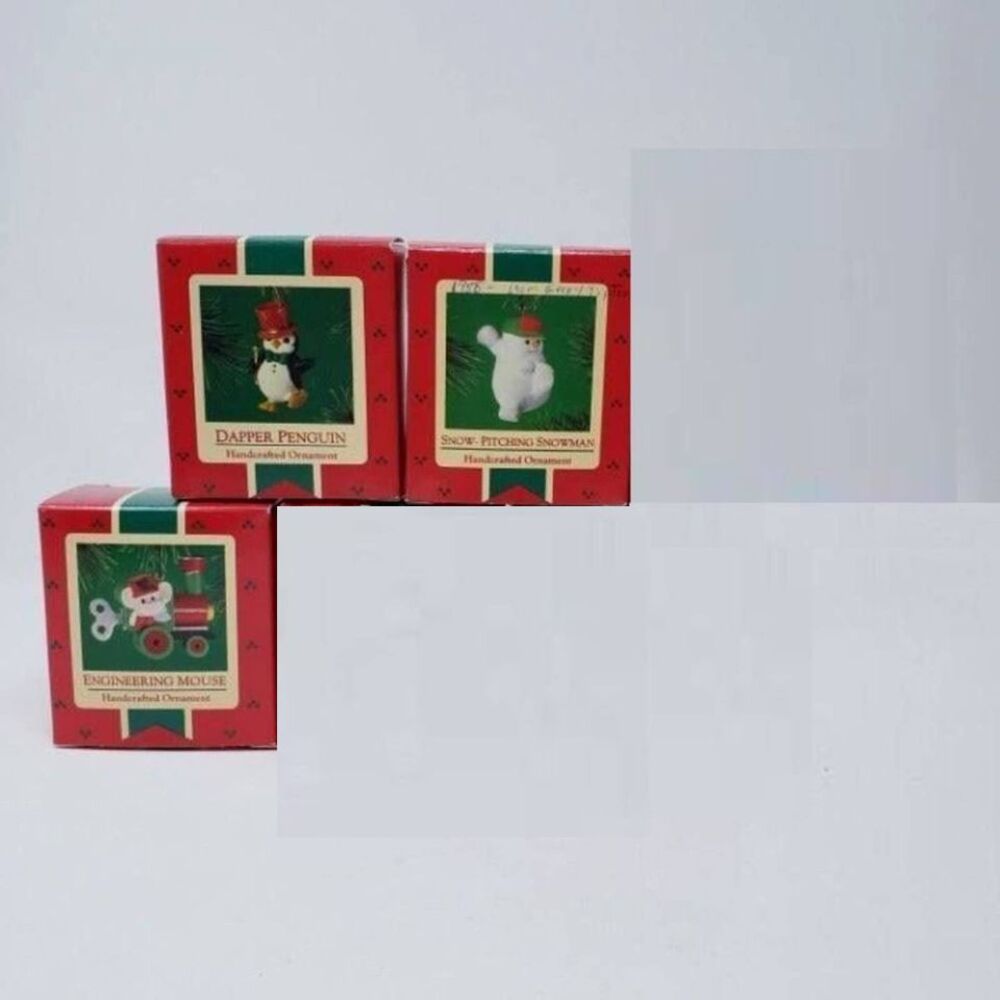 1985-1988 Hallmark 3 Handcrafted Holiday Christmas Ornaments